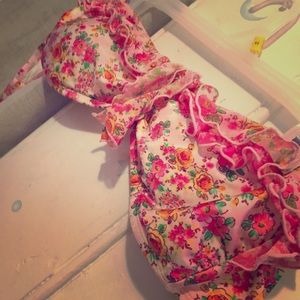 Floral Print Strapless Bathing Suit Top